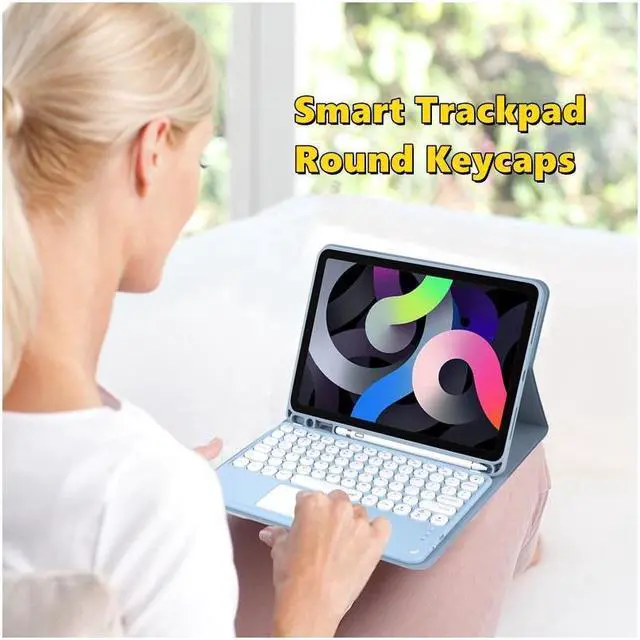 Alt view image 7 of 7 - BONAEVER For iPad 9.7 Keyboard Case for iPad 2018 (6th Gen) - iPad 2017 (5th Gen) - iPad Pro 9.7 - iPad Air 2&1-Touchpad Keyboard with Pencil Holder -Slim Leather Folio Smart Cover