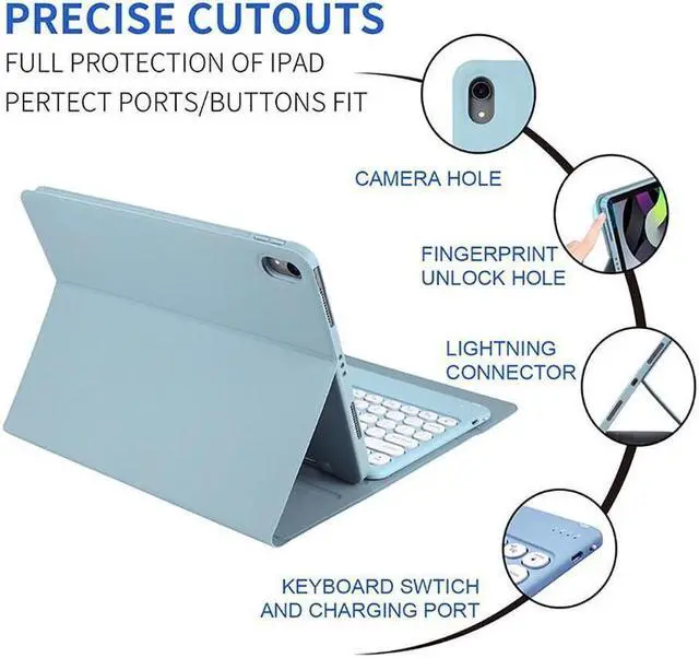 Alt view image 6 of 7 - BONAEVER For iPad 9.7 Keyboard Case for iPad 2018 (6th Gen) - iPad 2017 (5th Gen) - iPad Pro 9.7 - iPad Air 2&1-Touchpad Keyboard with Pencil Holder -Slim Leather Folio Smart Cover