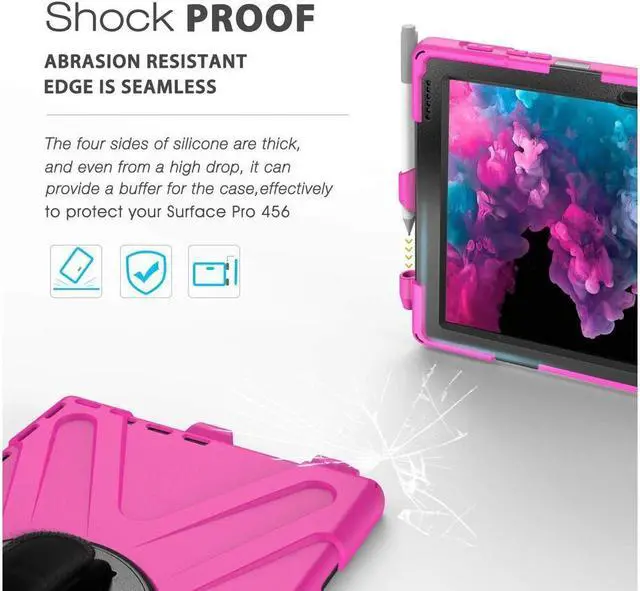 Alt view image 3 of 7 - BONAEVER For Microsoft Surface Pro 7 Plus / Pro 7 / Pro 6 / Pro 5 / Pro 2017 / Pro 4 / Pro LTE Case Protective Shockproof Cover with Pen Holder Hand Strap Rotating Stand and Shoulder Strap