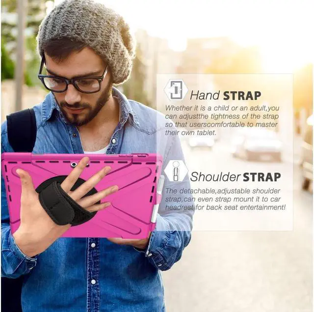 Alt view image 4 of 7 - BONAEVER For Microsoft Surface Pro 7 Plus / Pro 7 / Pro 6 / Pro 5 / Pro 2017 / Pro 4 / Pro LTE Case Protective Shockproof Cover with Pen Holder Hand Strap Rotating Stand and Shoulder Strap