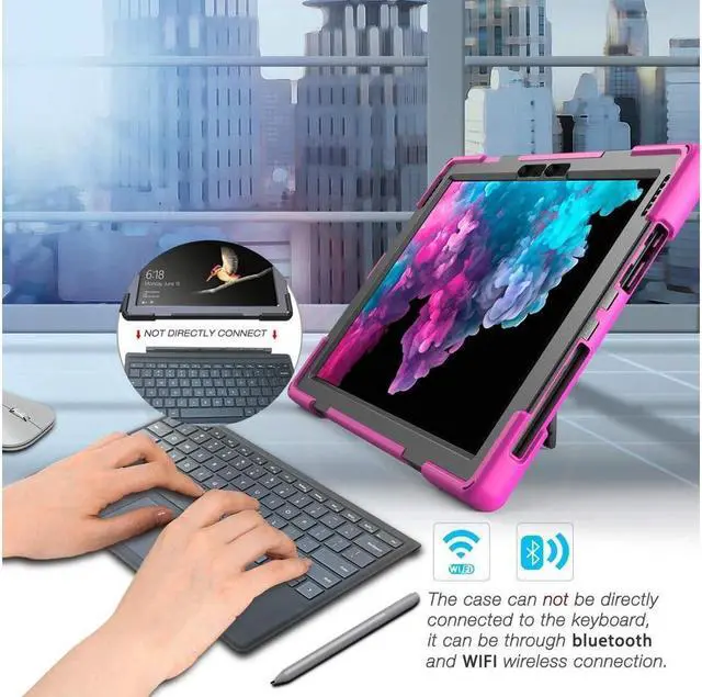 Alt view image 6 of 7 - BONAEVER For Microsoft Surface Pro 7 Plus / Pro 7 / Pro 6 / Pro 5 / Pro 2017 / Pro 4 / Pro LTE Case Protective Shockproof Cover with Pen Holder Hand Strap Rotating Stand and Shoulder Strap