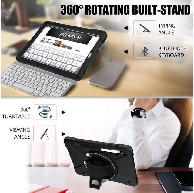 Alt view image 2 of 7 - BONAEVER For Samsung Galaxy Tab S6 Case [Support S Pen Wireless Charging] Hybrid Shockproof Case with Pen Holder H Strap / Shoulder Strap / Standand for Galaxy Tab S6 10.5 2019 SM-T860 / T865 / T867