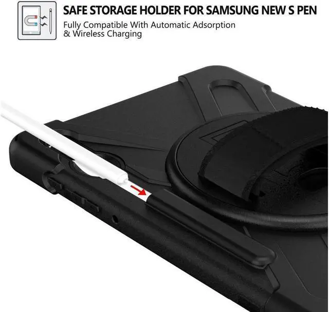 Alt view image 5 of 7 - BONAEVER For Samsung Galaxy Tab S6 Case [Support S Pen Wireless Charging] Hybrid Shockproof Case with Pen Holder H Strap / Shoulder Strap / Standand for Galaxy Tab S6 10.5 2019 SM-T860 / T865 / T867