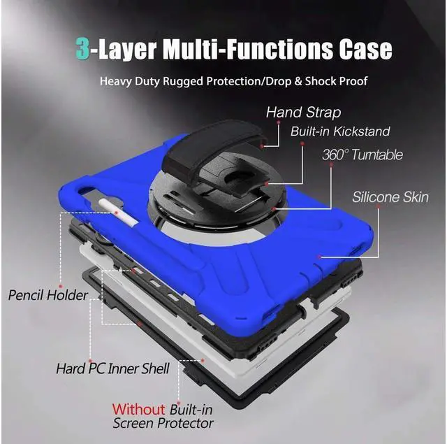 Alt view image 7 of 7 - BONAEVER For Samsung Galaxy Tab S6 Case [Support S Pen Wireless Charging] Hybrid Shockproof Case with Pen Holder H Strap / Shoulder Strap / Standand for Galaxy Tab S6 10.5 2019 SM-T860 / T865 / T867