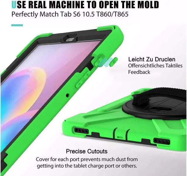 Alt view image 3 of 7 - BONAEVER For Samsung Galaxy Tab S6 Case [Support S Pen Wireless Charging] Hybrid Shockproof Case with Pen Holder H Strap / Shoulder Strap / Standand for Galaxy Tab S6 10.5 2019 SM-T860 / T865 / T867