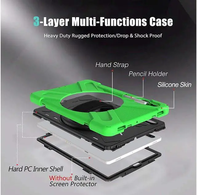 Alt view image 6 of 7 - BONAEVER For Samsung Galaxy Tab S6 Case [Support S Pen Wireless Charging] Hybrid Shockproof Case with Pen Holder H Strap / Shoulder Strap / Standand for Galaxy Tab S6 10.5 2019 SM-T860 / T865 / T867