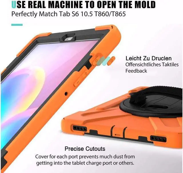 Alt view image 5 of 7 - BONAEVER For Samsung Galaxy Tab S6 Case [Support S Pen Wireless Charging] Hybrid Shockproof Case with Pen Holder H Strap / Shoulder Strap / Standand for Galaxy Tab S6 10.5 2019 SM-T860 / T865 / T867