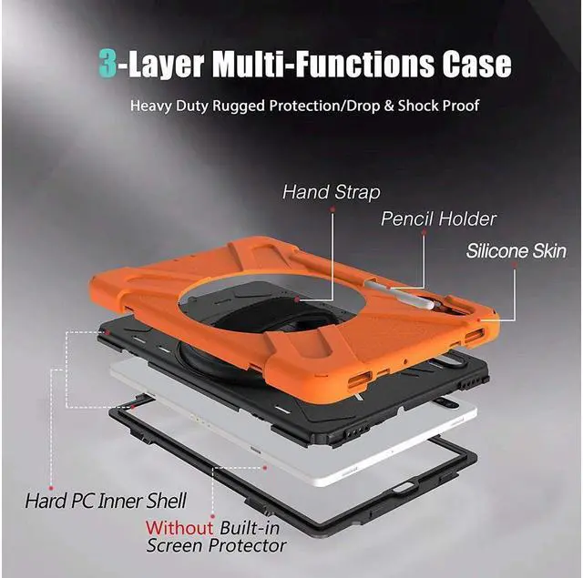 Alt view image 6 of 7 - BONAEVER For Samsung Galaxy Tab S6 Case [Support S Pen Wireless Charging] Hybrid Shockproof Case with Pen Holder H Strap / Shoulder Strap / Standand for Galaxy Tab S6 10.5 2019 SM-T860 / T865 / T867