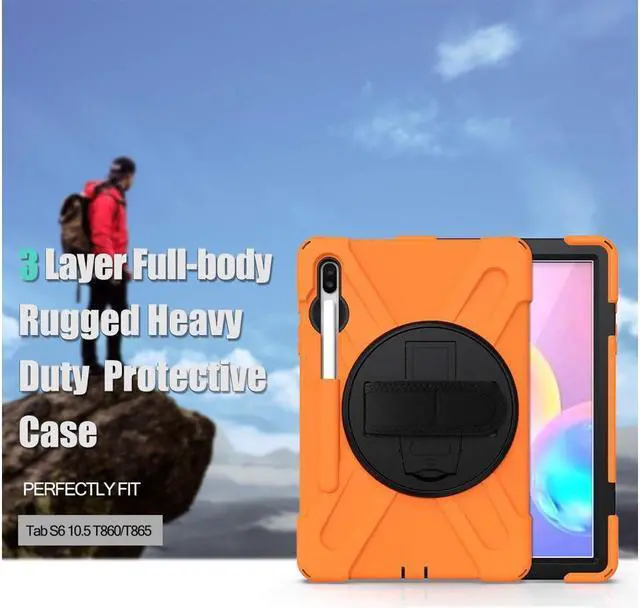 Alt view image 7 of 7 - BONAEVER For Samsung Galaxy Tab S6 Case [Support S Pen Wireless Charging] Hybrid Shockproof Case with Pen Holder H Strap / Shoulder Strap / Standand for Galaxy Tab S6 10.5 2019 SM-T860 / T865 / T867