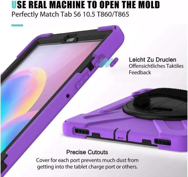 Alt view image 3 of 7 - BONAEVER For Samsung Galaxy Tab S6 Case [Support S Pen Wireless Charging] Hybrid Shockproof Case with Pen Holder H Strap / Shoulder Strap / Standand for Galaxy Tab S6 10.5 2019 SM-T860 / T865 / T867
