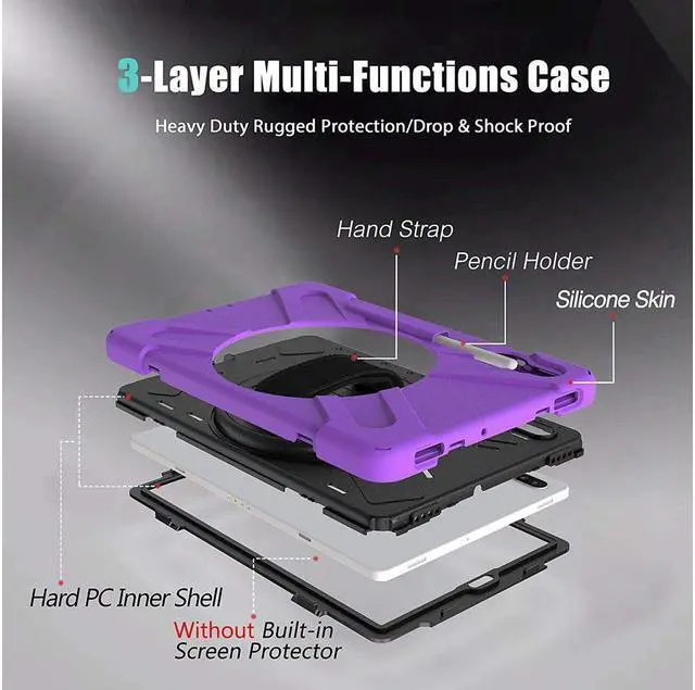 Alt view image 6 of 7 - BONAEVER For Samsung Galaxy Tab S6 Case [Support S Pen Wireless Charging] Hybrid Shockproof Case with Pen Holder H Strap / Shoulder Strap / Standand for Galaxy Tab S6 10.5 2019 SM-T860 / T865 / T867