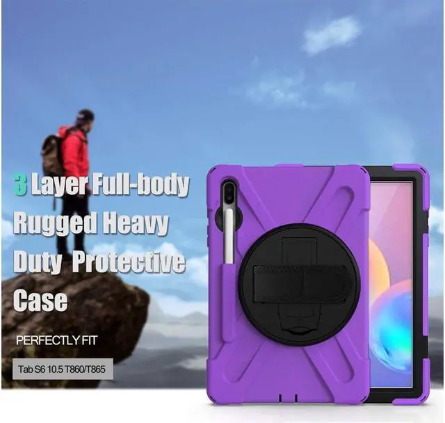 Alt view image 7 of 7 - BONAEVER For Samsung Galaxy Tab S6 Case [Support S Pen Wireless Charging] Hybrid Shockproof Case with Pen Holder H Strap / Shoulder Strap / Standand for Galaxy Tab S6 10.5 2019 SM-T860 / T865 / T867