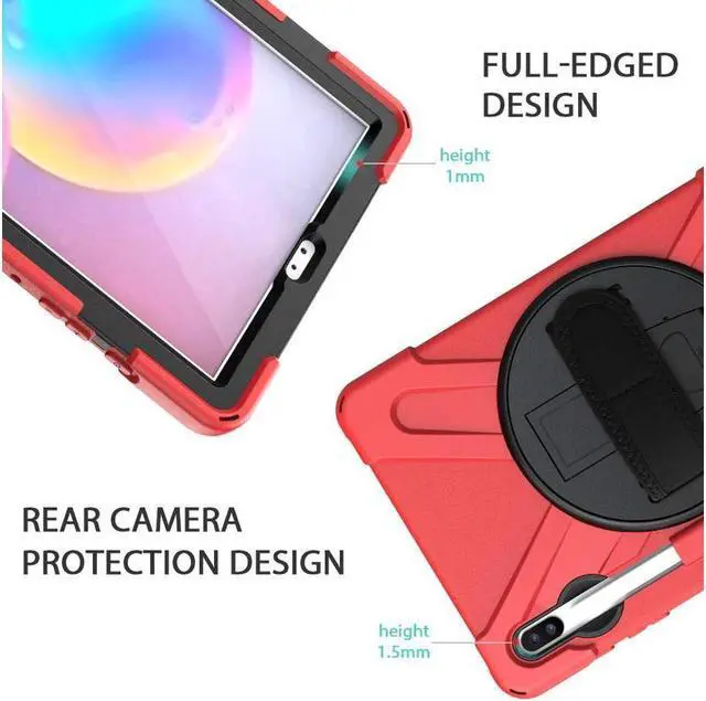 Alt view image 4 of 7 - BONAEVER For Samsung Galaxy Tab S6 Case [Support S Pen Wireless Charging] Hybrid Shockproof Case with Pen Holder H Strap / Shoulder Strap / Standand for Galaxy Tab S6 10.5 2019 SM-T860 / T865 / T867