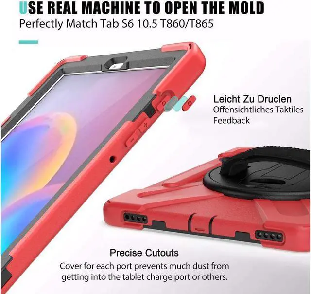 Alt view image 3 of 7 - BONAEVER For Samsung Galaxy Tab S6 Case [Support S Pen Wireless Charging] Hybrid Shockproof Case with Pen Holder H Strap / Shoulder Strap / Standand for Galaxy Tab S6 10.5 2019 SM-T860 / T865 / T867