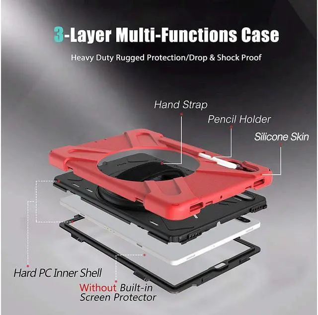 Alt view image 6 of 7 - BONAEVER For Samsung Galaxy Tab S6 Case [Support S Pen Wireless Charging] Hybrid Shockproof Case with Pen Holder H Strap / Shoulder Strap / Standand for Galaxy Tab S6 10.5 2019 SM-T860 / T865 / T867