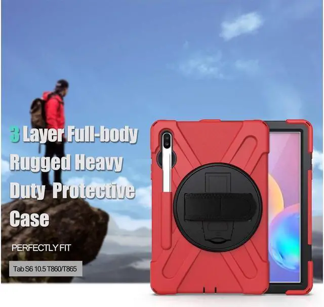 Alt view image 7 of 7 - BONAEVER For Samsung Galaxy Tab S6 Case [Support S Pen Wireless Charging] Hybrid Shockproof Case with Pen Holder H Strap / Shoulder Strap / Standand for Galaxy Tab S6 10.5 2019 SM-T860 / T865 / T867