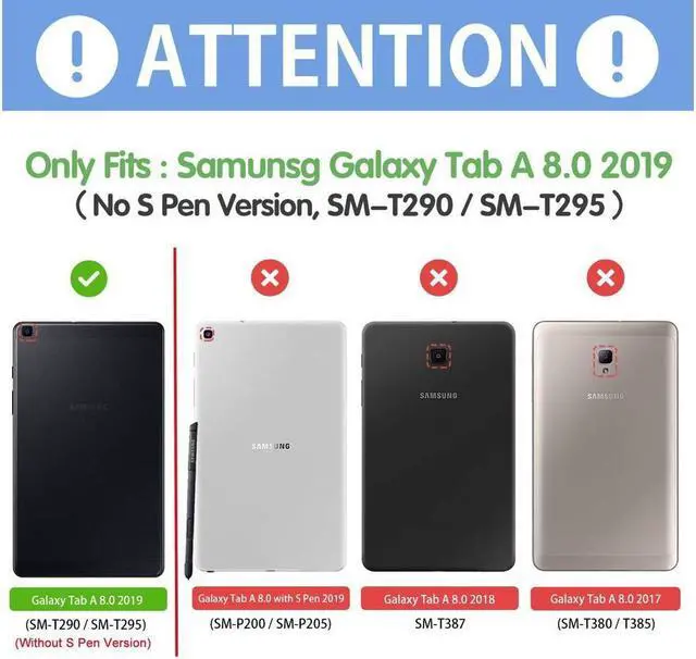 Alt view image 2 of 7 - BONAEVER For Galaxy Tab A 8.0 2019 Case Model SM-T290 SM-T295 Shockproof Protective Case Cover with 360 Rotating Stand and Strap Shoulder Strap for Samsung Galaxy Tab A 8.0 2019 Without S Pen