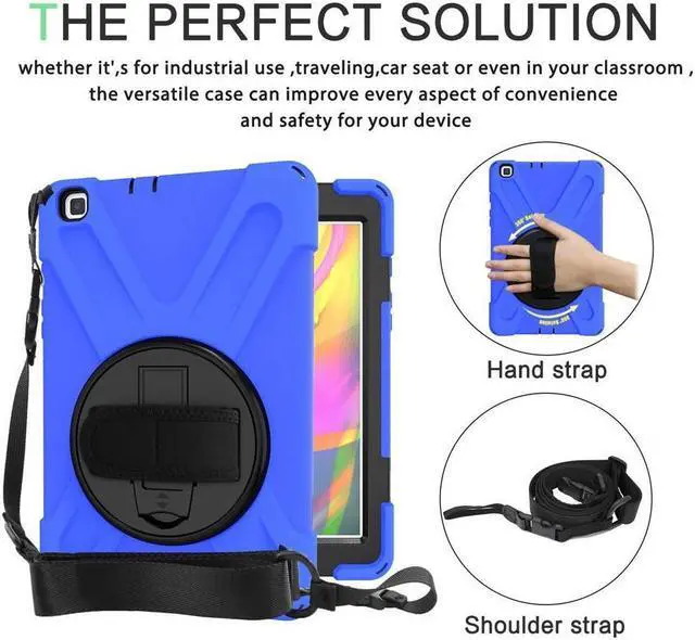 Alt view image 3 of 7 - BONAEVER For Galaxy Tab A 8.0 2019 Case Model SM-T290 SM-T295 Shockproof Protective Case Cover with 360 Rotating Stand and Strap Shoulder Strap for Samsung Galaxy Tab A 8.0 2019 Without S Pen