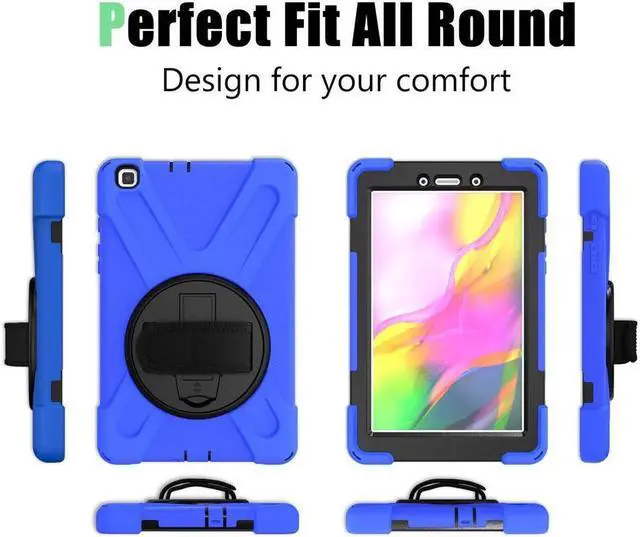 Alt view image 6 of 7 - BONAEVER For Galaxy Tab A 8.0 2019 Case Model SM-T290 SM-T295 Shockproof Protective Case Cover with 360 Rotating Stand and Strap Shoulder Strap for Samsung Galaxy Tab A 8.0 2019 Without S Pen