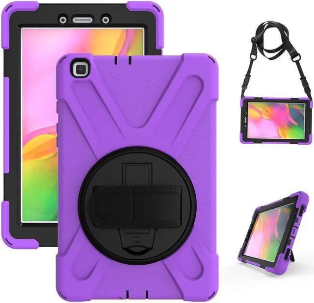 Main image of BONAEVER For Galaxy Tab A 8.0 2019 Case Model SM-T290 SM-T295 Shockproof Protective Case Cover with 360 Rotating Stand and Strap Shoulder Strap for Samsung Galaxy Tab A 8.0 2019 Without S Pen