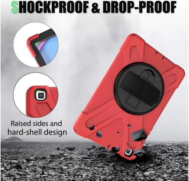 Alt view image 3 of 7 - BONAEVER For Galaxy Tab A 8.0 2019 Case Model SM-T290 SM-T295 Shockproof Protective Case Cover with 360 Rotating Stand and Strap Shoulder Strap for Samsung Galaxy Tab A 8.0 2019 Without S Pen
