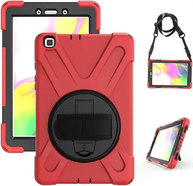 Main image of BONAEVER For Galaxy Tab A 8.0 2019 Case Model SM-T290 SM-T295 Shockproof Protective Case Cover with 360 Rotating Stand and Strap Shoulder Strap for Samsung Galaxy Tab A 8.0 2019 Without S Pen