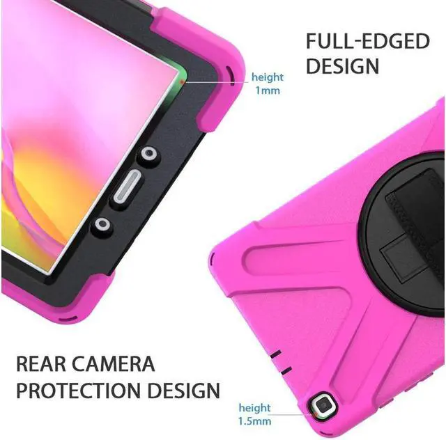 Alt view image 3 of 7 - BONAEVER For Galaxy Tab A 8.0 2019 Case Model SM-T290 SM-T295 Shockproof Protective Case Cover with 360 Rotating Stand and Strap Shoulder Strap for Samsung Galaxy Tab A 8.0 2019 Without S Pen