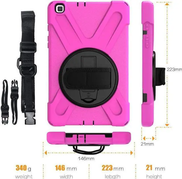 Alt view image 6 of 7 - BONAEVER For Galaxy Tab A 8.0 2019 Case Model SM-T290 SM-T295 Shockproof Protective Case Cover with 360 Rotating Stand and Strap Shoulder Strap for Samsung Galaxy Tab A 8.0 2019 Without S Pen