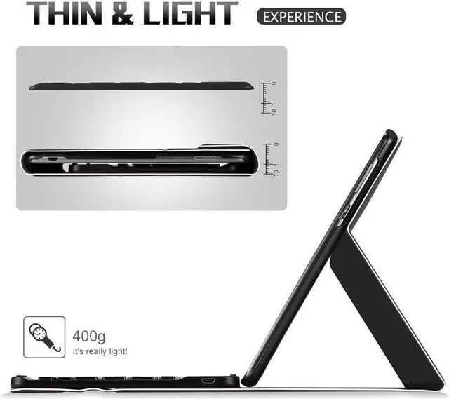 Alt view image 3 of 6 - BONAEVER Wireless Keyboard Case for Huawei MediaPad M5 Lite 10 2019 Front Prop Stand Case Cover with Keyboard for Huawei MediaPad M5 Lite 10 2019