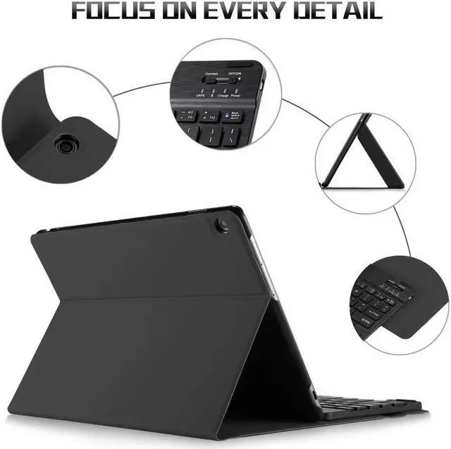 Alt view image 5 of 6 - BONAEVER Wireless Keyboard Case for Huawei MediaPad M5 Lite 10 2019 Front Prop Stand Case Cover with Keyboard for Huawei MediaPad M5 Lite 10 2019