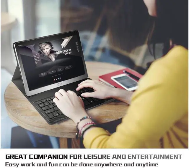 Alt view image 6 of 6 - BONAEVER Wireless Keyboard Case for Huawei MediaPad M5 Lite 10 2019 Front Prop Stand Case Cover with Keyboard for Huawei MediaPad M5 Lite 10 2019