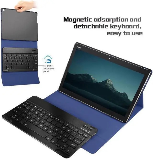 Alt view image 5 of 6 - BONAEVER Wireless Keyboard Case for Huawei MediaPad M5 Lite 10 2019 Front Prop Stand Case Cover with Keyboard for Huawei MediaPad M5 Lite 10 2019