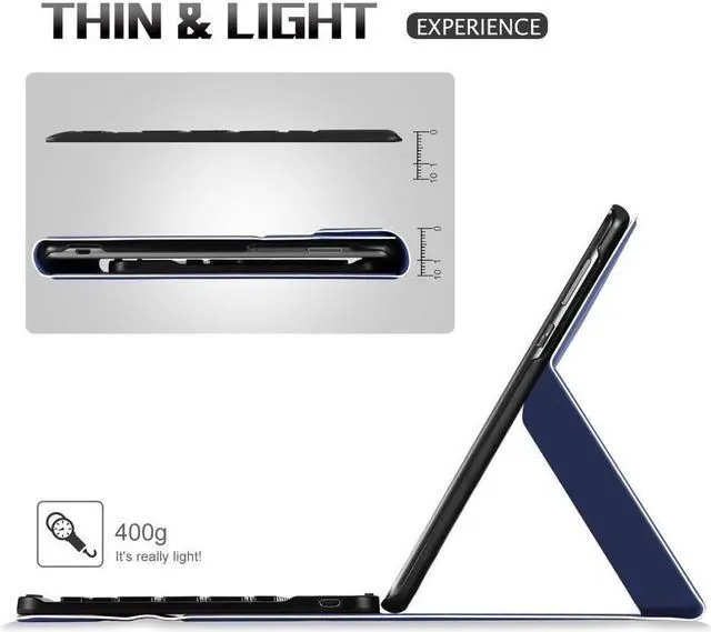 Alt view image 3 of 6 - BONAEVER Wireless Keyboard Case for Huawei MediaPad M5 Lite 10 2019 Front Prop Stand Case Cover with Keyboard for Huawei MediaPad M5 Lite 10 2019