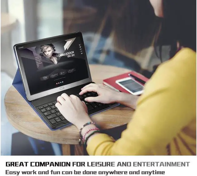 Alt view image 6 of 6 - BONAEVER Wireless Keyboard Case for Huawei MediaPad M5 Lite 10 2019 Front Prop Stand Case Cover with Keyboard for Huawei MediaPad M5 Lite 10 2019