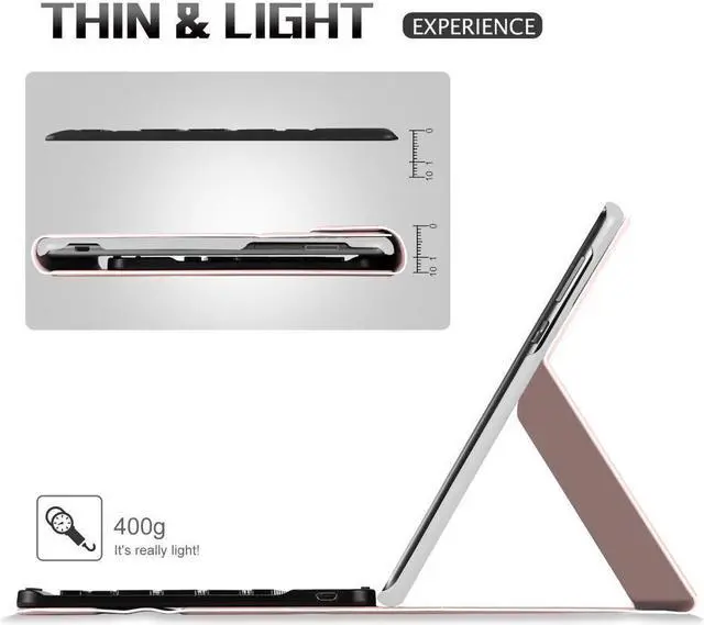 Alt view image 3 of 6 - BONAEVER Wireless Keyboard Case for Huawei MediaPad M5 Lite 10 2019 Front Prop Stand Case Cover with Keyboard for Huawei MediaPad M5 Lite 10 2019