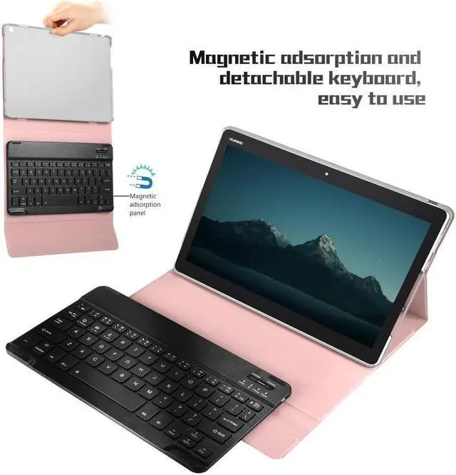 Alt view image 5 of 6 - BONAEVER Wireless Keyboard Case for Huawei MediaPad M5 Lite 10 2019 Front Prop Stand Case Cover with Keyboard for Huawei MediaPad M5 Lite 10 2019