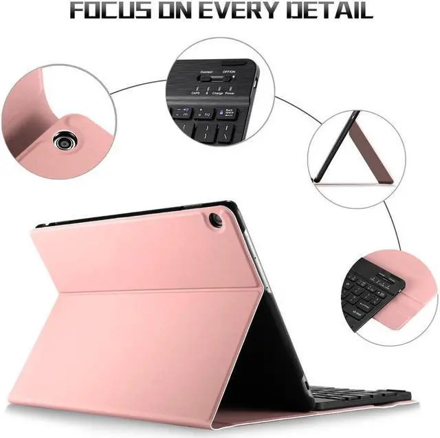 Alt view image 4 of 6 - BONAEVER Wireless Keyboard Case for Huawei MediaPad M5 Lite 10 2019 Front Prop Stand Case Cover with Keyboard for Huawei MediaPad M5 Lite 10 2019