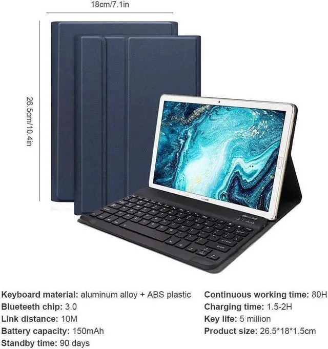 Alt view image 4 of 7 - BONAEVER Bluetooth Keyboard Case for Huawei Mediapad T5 10 10.1 AGS2-L09 AGS2-W09 AGS2-L03 Case Keyboard for Huawei T5 10 10.1 inch Cover