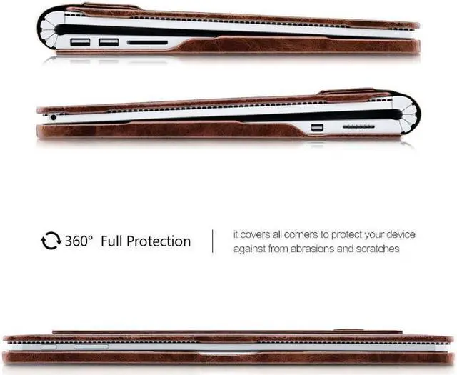 Alt view image 3 of 7 - BONAEVER urface Book Case Surface Book 2 Leather Protecive Case Crocodile Series Genuine Leather Folio Cover for 13.5 Inch Microsoft Surface Book 1 / 2 (Intel Core i7 ONLY)