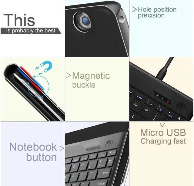 Alt view image 3 of 7 - BONAEVER Bluetooth Keyboard Case for Huawei Mediapad T5 10 10.1 AGS2-L09 AGS2-W09 AGS2-L03 Case Keyboard for Huawei T5 10 10.1 inch Cover