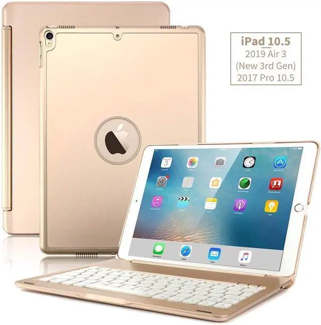 Main image of BONAEVER For iPad Air 2019 3rd Generation 10.5" / iPad Pro 10.5" 2017 Keyboard Case Protective Smart Stand Cover with 7 Colors Backlit Wireless Bluetooth Keyboard