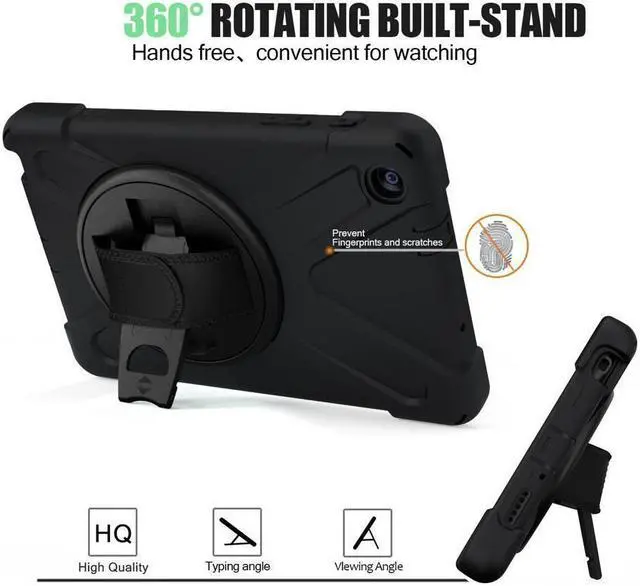 Alt view image 3 of 7 - BONAEVER For Galaxy Tab A 8.0 inch 2019 Case Model SM-T290 SM-T295 Shockproof Protective Cover with 360 Rotating Stand and & Shoulder Strap