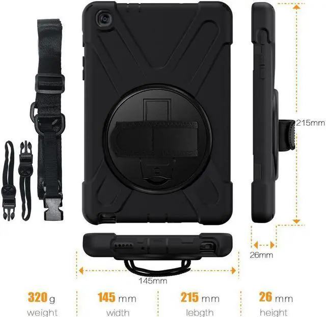 Alt view image 7 of 7 - BONAEVER For Galaxy Tab A 8.0 inch 2019 Case Model SM-T290 SM-T295 Shockproof Protective Cover with 360 Rotating Stand and & Shoulder Strap