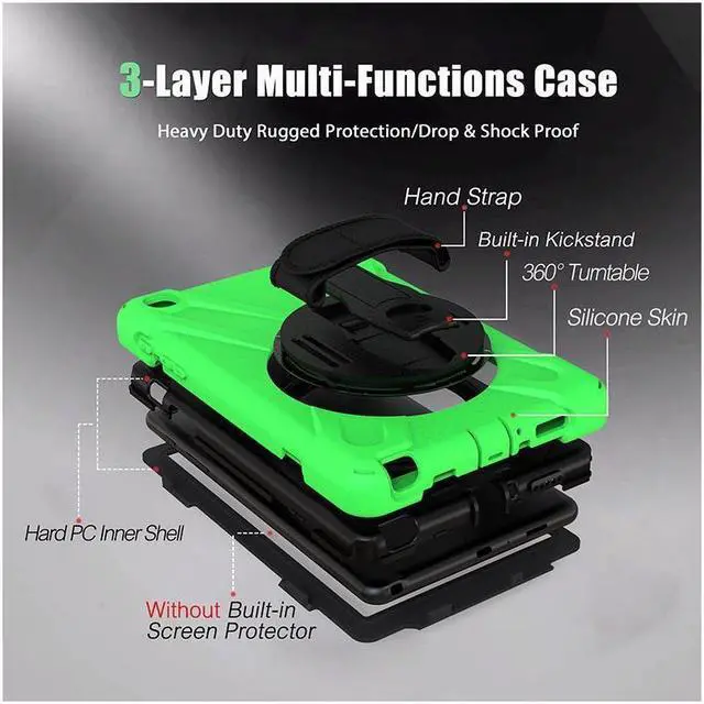 Alt view image 5 of 7 - BONAEVER For Galaxy Tab A 8.0 inch 2019 Case Model SM-T290 SM-T295 Shockproof Protective Cover with 360 Rotating Stand and & Shoulder Strap
