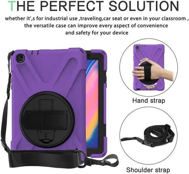 Alt view image 6 of 7 - BONAEVER For Galaxy Tab A 8.0 inch 2019 Case Model SM-T290 SM-T295 Shockproof Protective Cover with 360 Rotating Stand and & Shoulder Strap