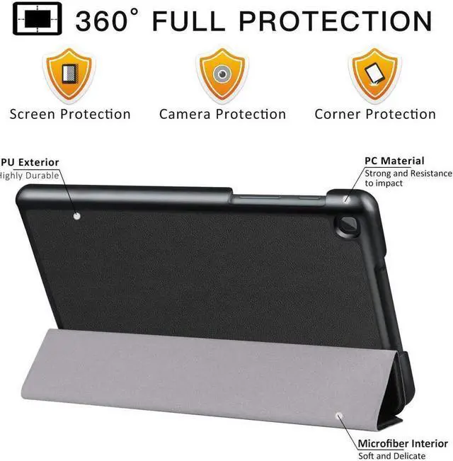 Alt view image 3 of 7 - BONAEVER Case for Samsung Galaxy Tab A 8.0 2019 Ultra Slim Trifold Stand Cover Case for Samsung Tab A with S Pen 8.0 Inch SM-P200 / SM-P205 2019 Release