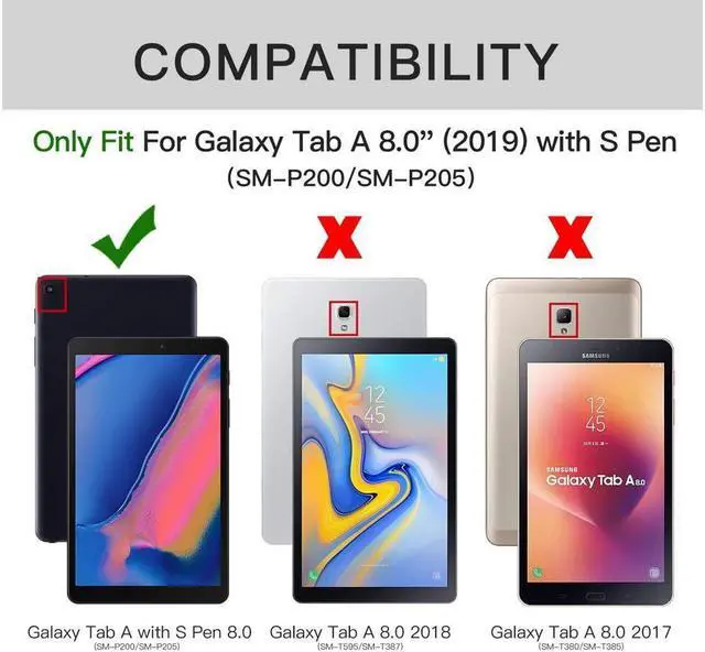 Alt view image 2 of 2 - BONAEVER Case for Samsung Galaxy Tab A 8.0 2019 Ultra Slim Trifold Stand Cover Case for Samsung Tab A with S Pen 8.0 Inch SM-P200 / SM-P205 2019 Release