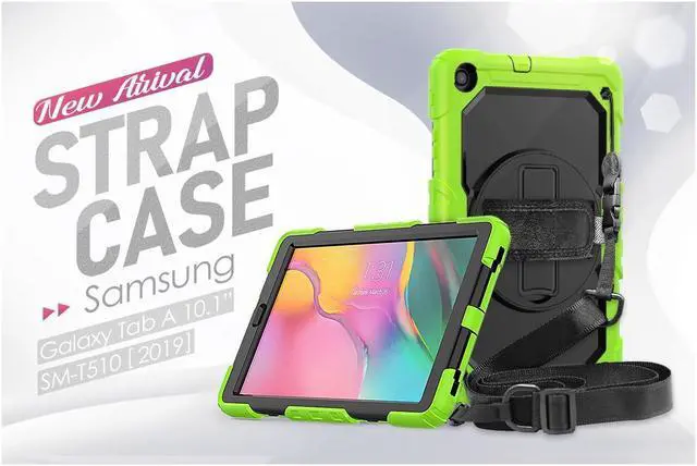 Alt view image 6 of 7 - BONAEVER For Galaxy Tab A 10.1 Case with 360 Rotating Stand Shoulder Strap Shockproof Cover with Pencil Holder & Screen Protector for Galaxy Tab A 10.1 SM-T510 T515