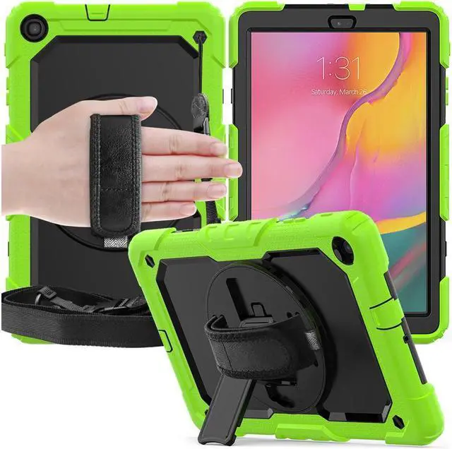 Alt view image 7 of 7 - BONAEVER For Galaxy Tab A 10.1 Case with 360 Rotating Stand Shoulder Strap Shockproof Cover with Pencil Holder & Screen Protector for Galaxy Tab A 10.1 SM-T510 T515