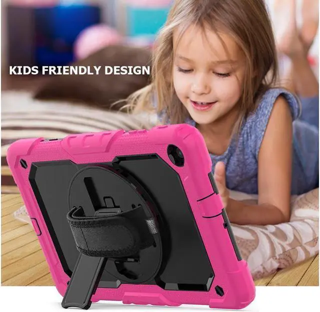 Alt view image 2 of 7 - BONAEVER For Galaxy Tab A 10.1 Case with 360 Rotating Stand Shoulder Strap Shockproof Cover with Pencil Holder & Screen Protector for Galaxy Tab A 10.1 SM-T510 T515